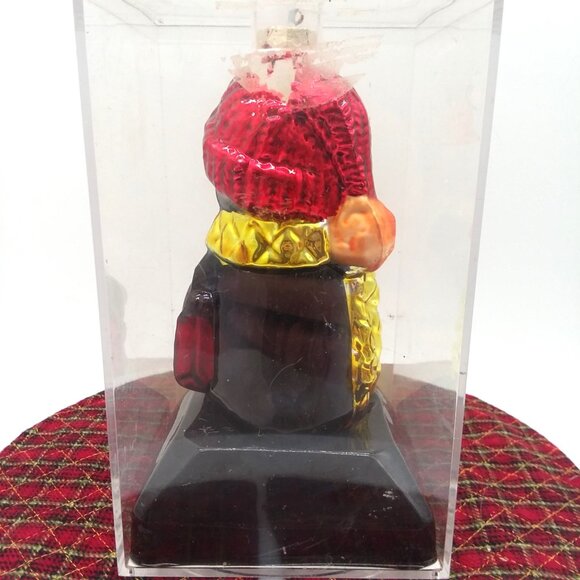 Penguin Christmas Ornament Glass Holiday Tree Metallic Winter Gift Bulb Hanging - Picture 4 of 7